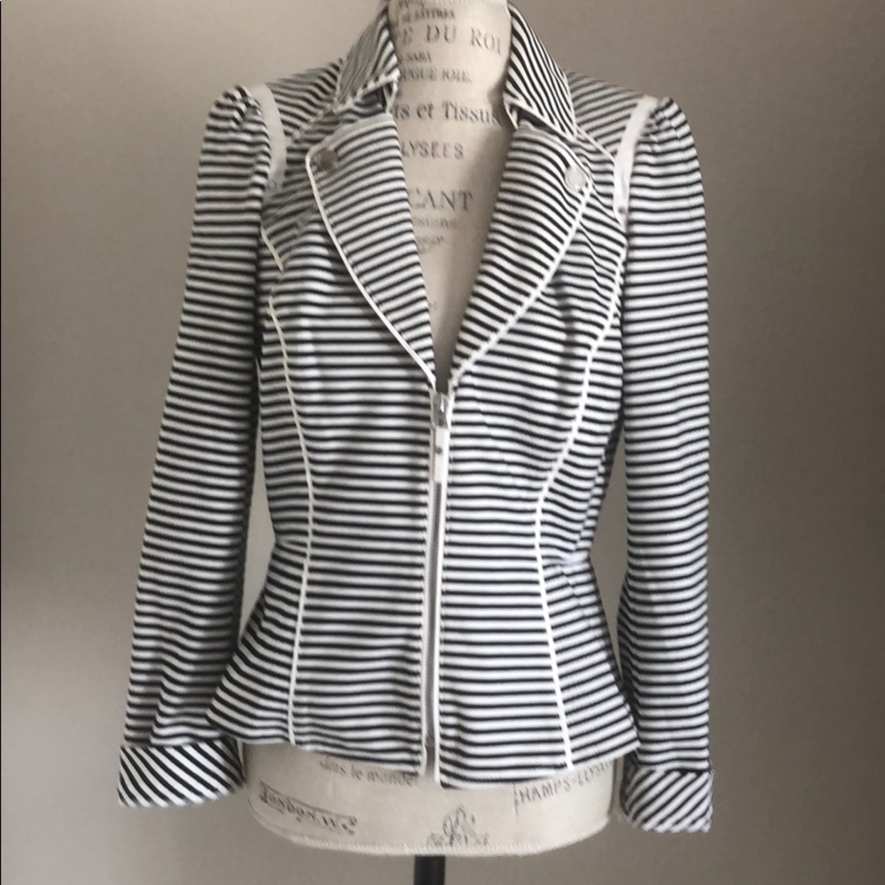 WHBM black/ white striped jacket
